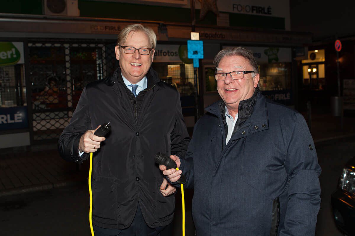 Stadtrat Markus Frank und Holger Wessendorf, Eröffnung der Weihnachtsbeleuchtung auf der Leipziger Straße